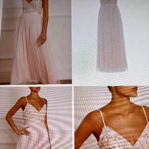 Needle & Thread, Emma Ditsy Bodice Cami Ankle Gown, Pink, US 6